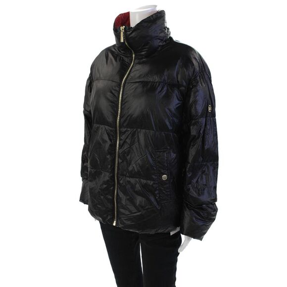 Michael Michael Kors Womens Full Zipper Puffer Jacket Black Size Medium - Picture 2 of 7